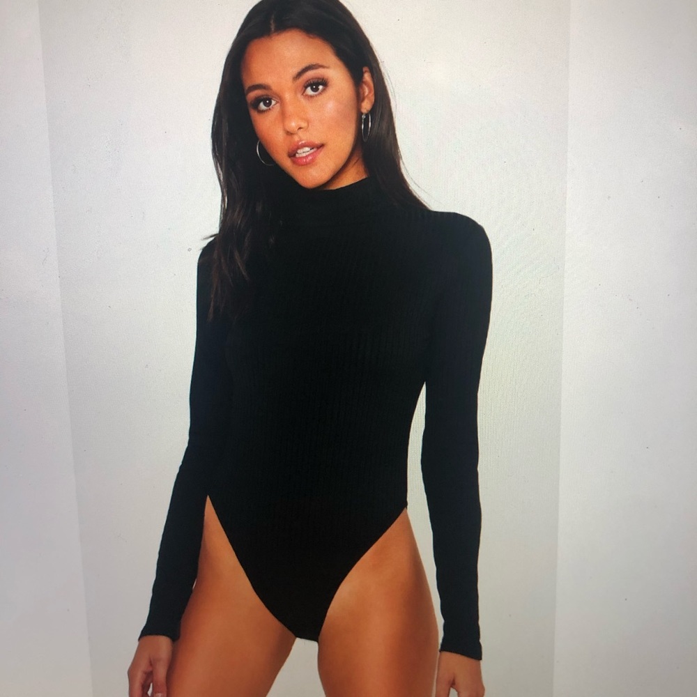Women’s Tall High Neck Ribbed Bodysuit NWT
